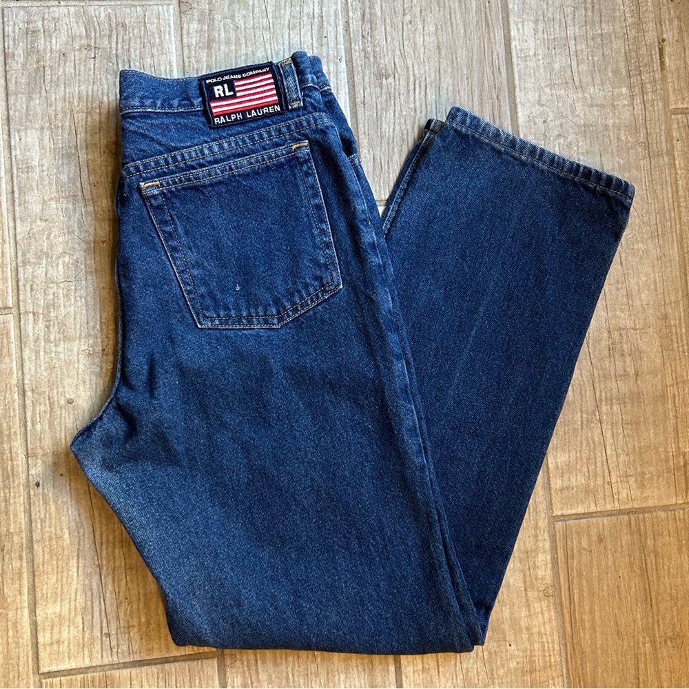 Vintage Polo Ralph Lauren Logo Patch Straight Denim jeans Size 20